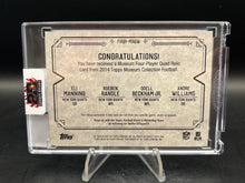 Load image into Gallery viewer, 2014 Topps Museum Collection Odell Beckham Jr.Eli Manning Quad Relics #/99