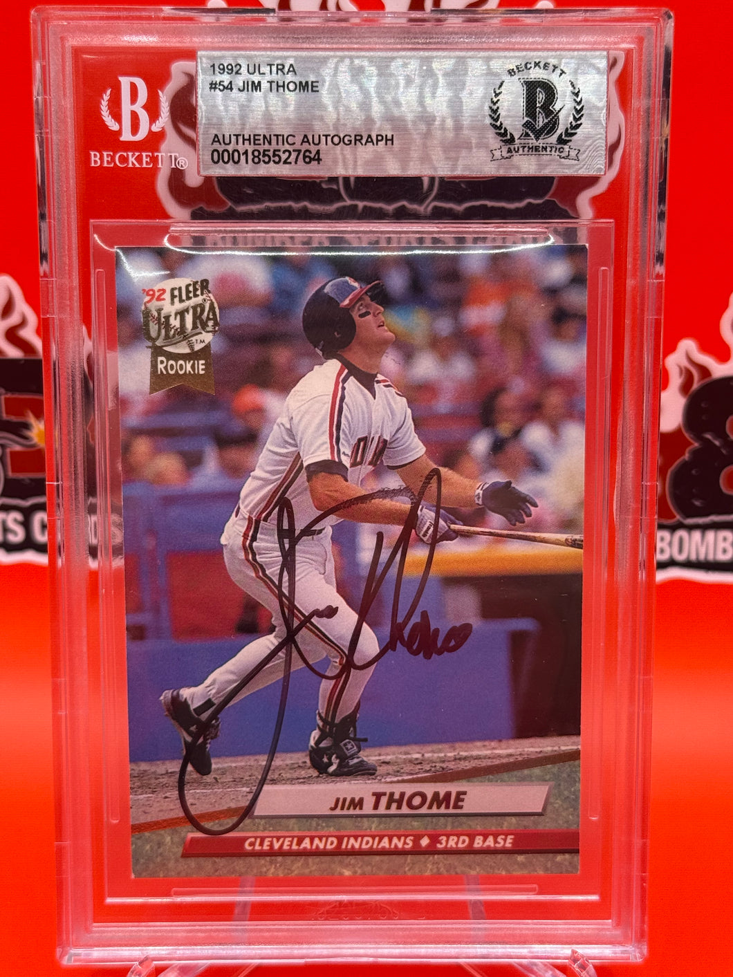 Jim Thome 1992 Fleer Ultra  Rookie Autograph Card Beckett Authentication