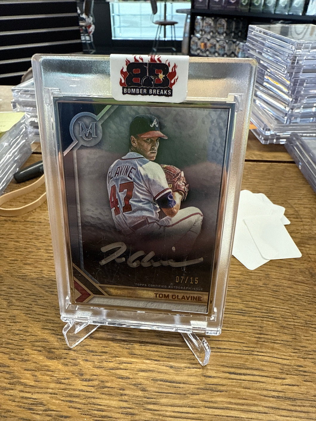 Tom Glavine 2023 Topps Museum Collection Momentous Materials Patch Auto 12/15