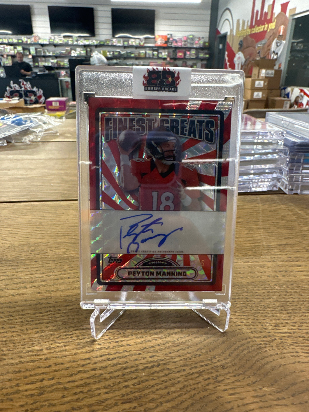 Peyton Manning 2024 Topps Finest Greats Red Geometric Refractor Auto 5/5