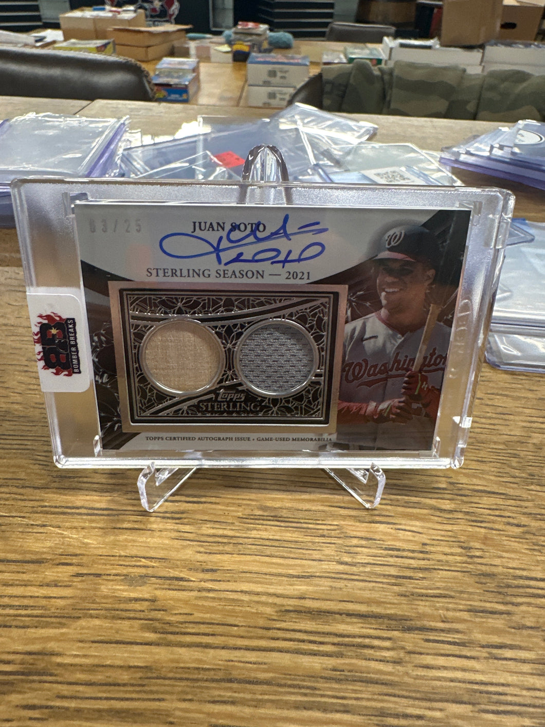 Juan Soto 2023 Topps Sterling Seasons Dual Relic Jersey Bat Auto 03/25