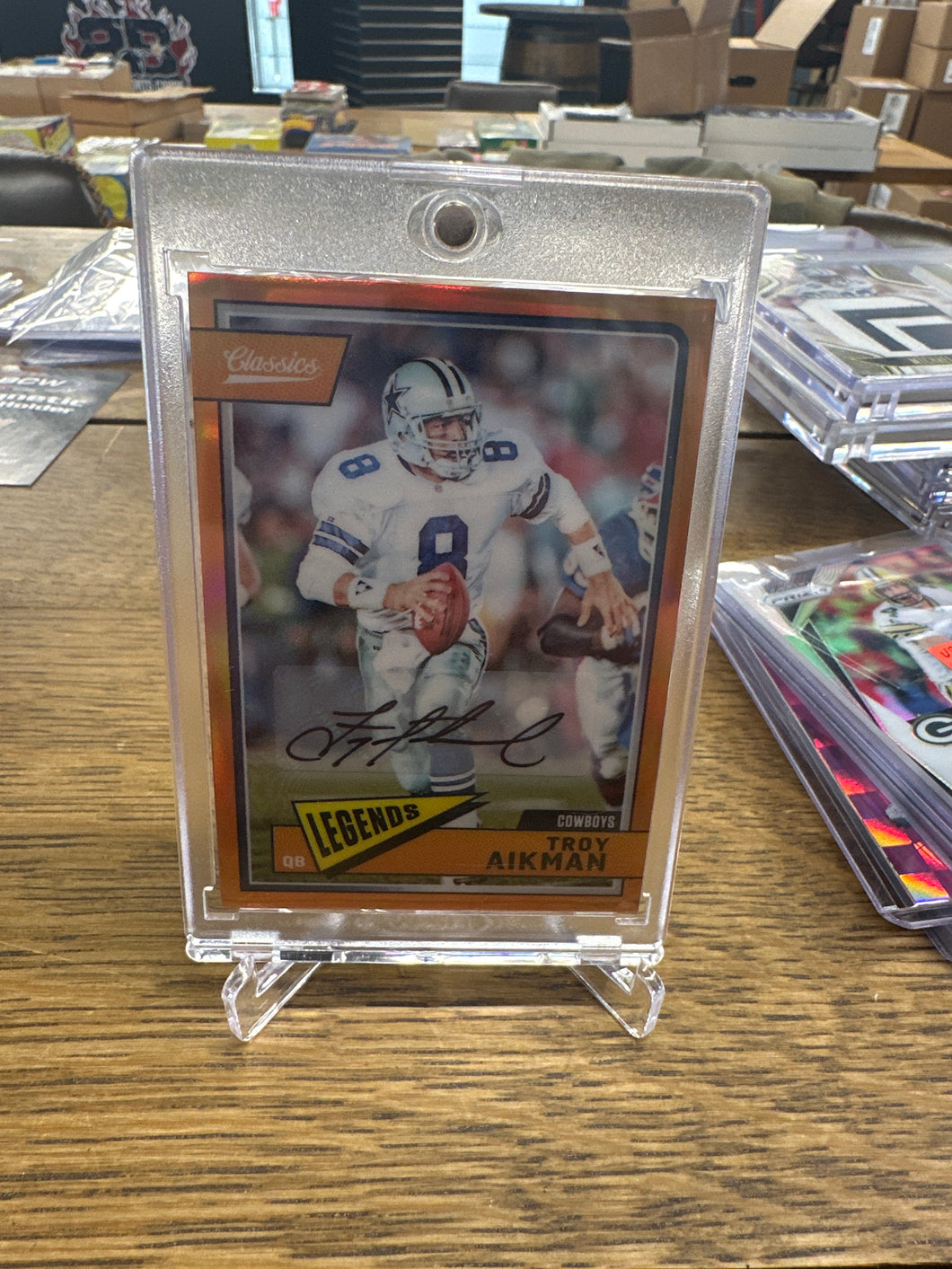 Troy Aikman 2018 Panini Classics Legends Orange Auto 1/5