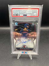 Load image into Gallery viewer, 2023 Bowman Draft Ralphy Velazquez #CDARV Chrome 1st Auto PSA 10
