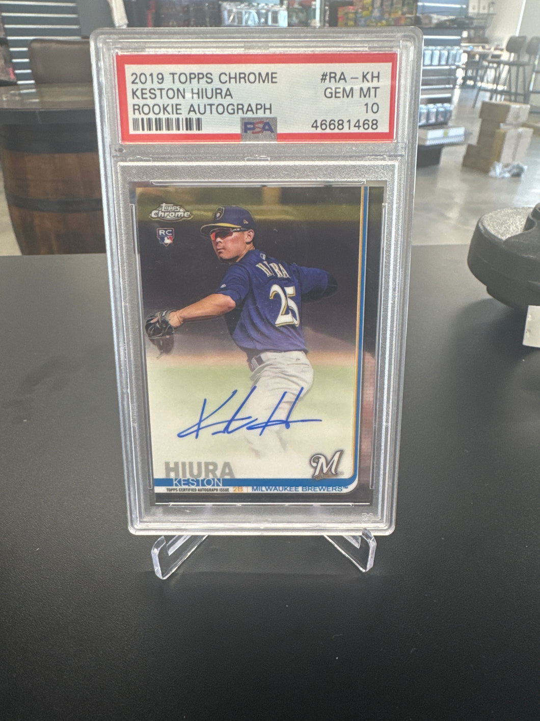 Keston Hiura 2019 Topps Chrome Rookie Autograph PSA 10
