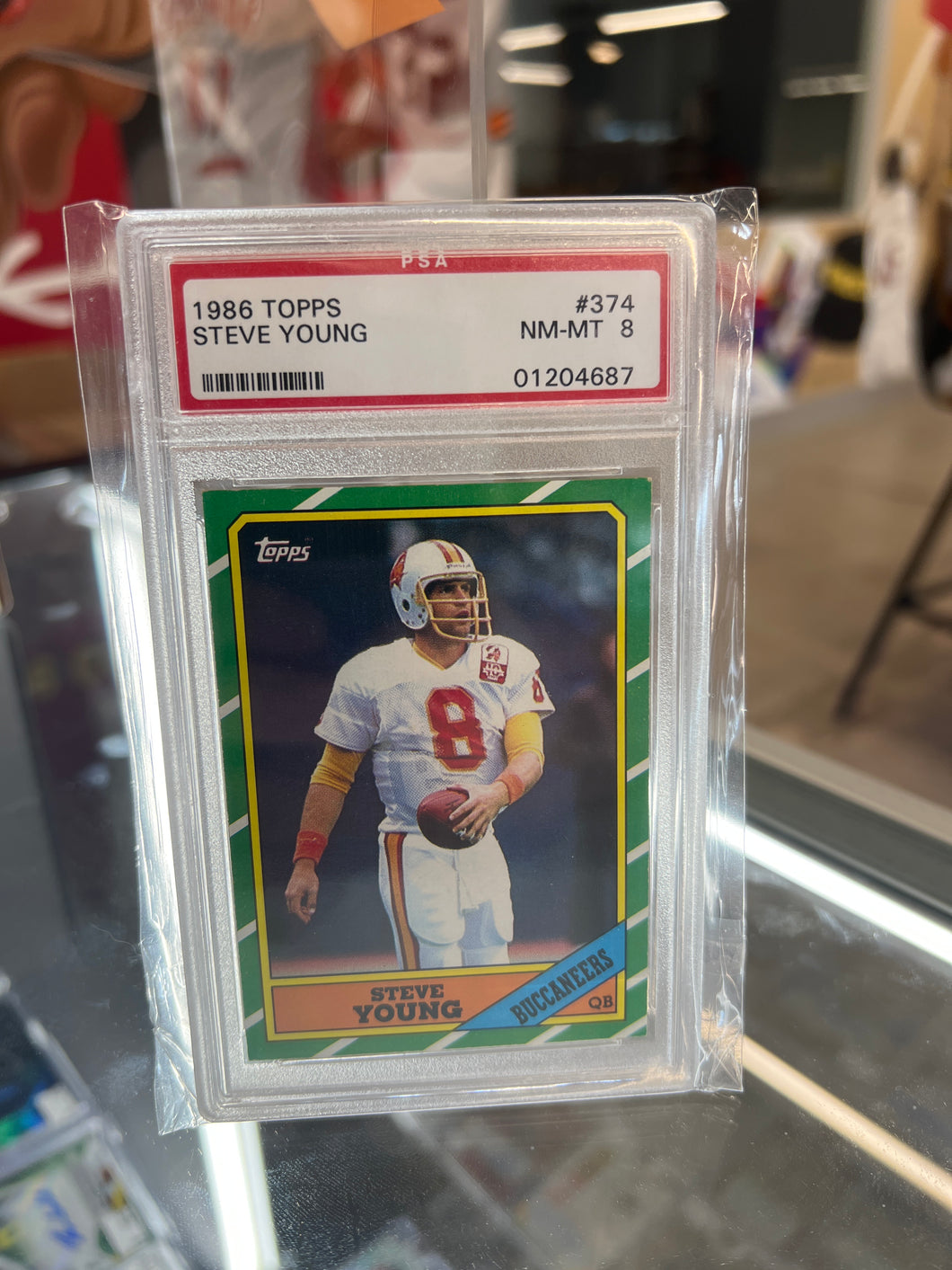 1986 TOPPS #374 STEVE YOUNG RC BUCCANEERS HOF PSA 8