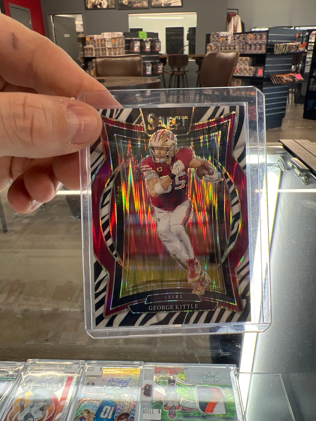 2024 Panini Select George Kittle Zebra Prizm Concourse #58 SSP Case Hit 49ers
