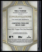 Load image into Gallery viewer, 2021 Topps Tier One - Tier One Relics #T1R-TT Trea Turner #/299
