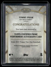 Load image into Gallery viewer, Tommy Pham 2021 Topps Tier One - Prime Performers Autographs #/300
