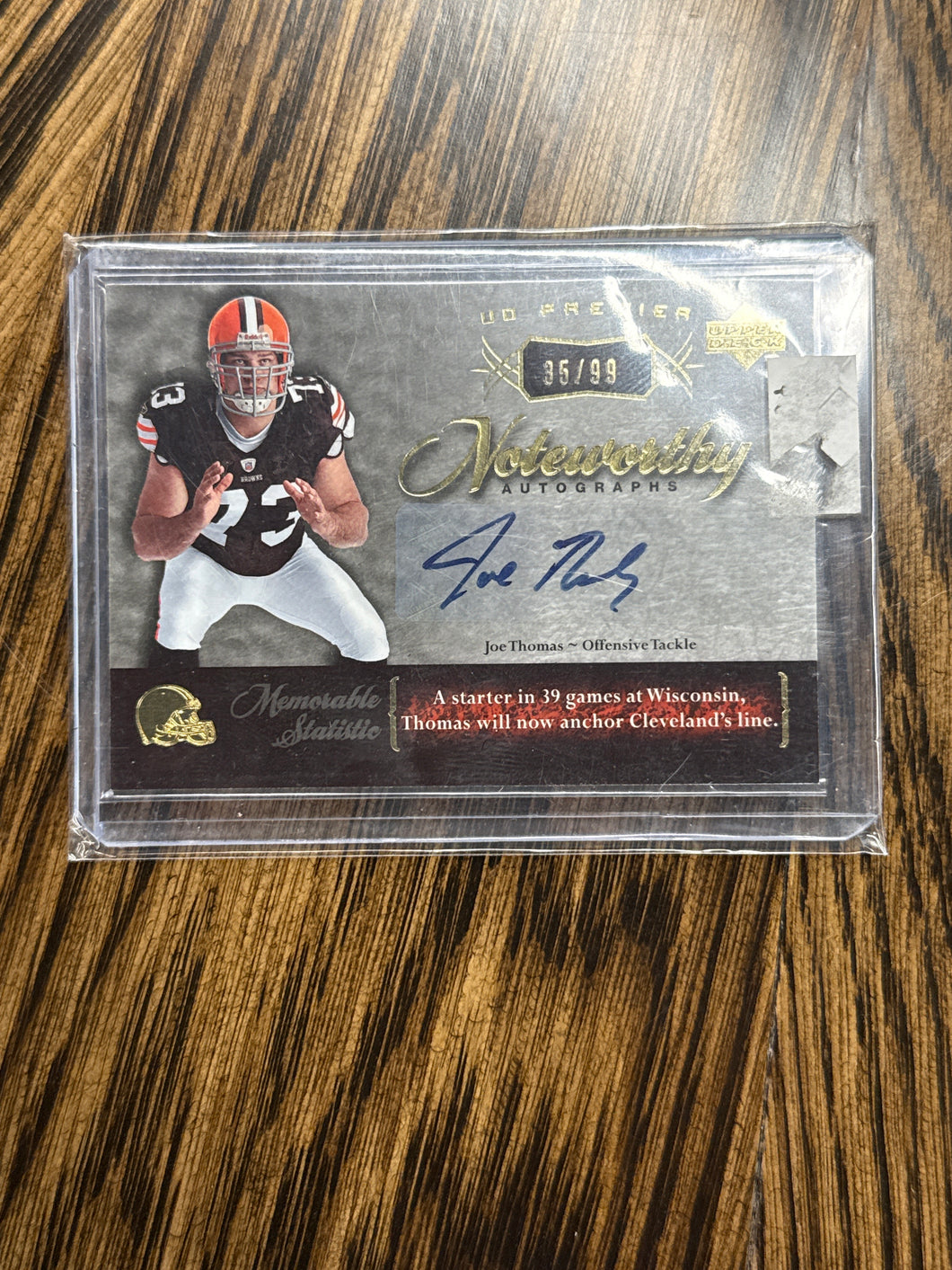 Joe Thomas 2007 UD Premier Rookie Auto 35/99