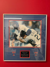 Load image into Gallery viewer, Nolan Ryan Fighting Robin Ventura Signed Framed Picture Inscription “Let’s Stop The Violence” 17 3/4 x 19 1/4 JSA &amp; Foundation Authenticity
