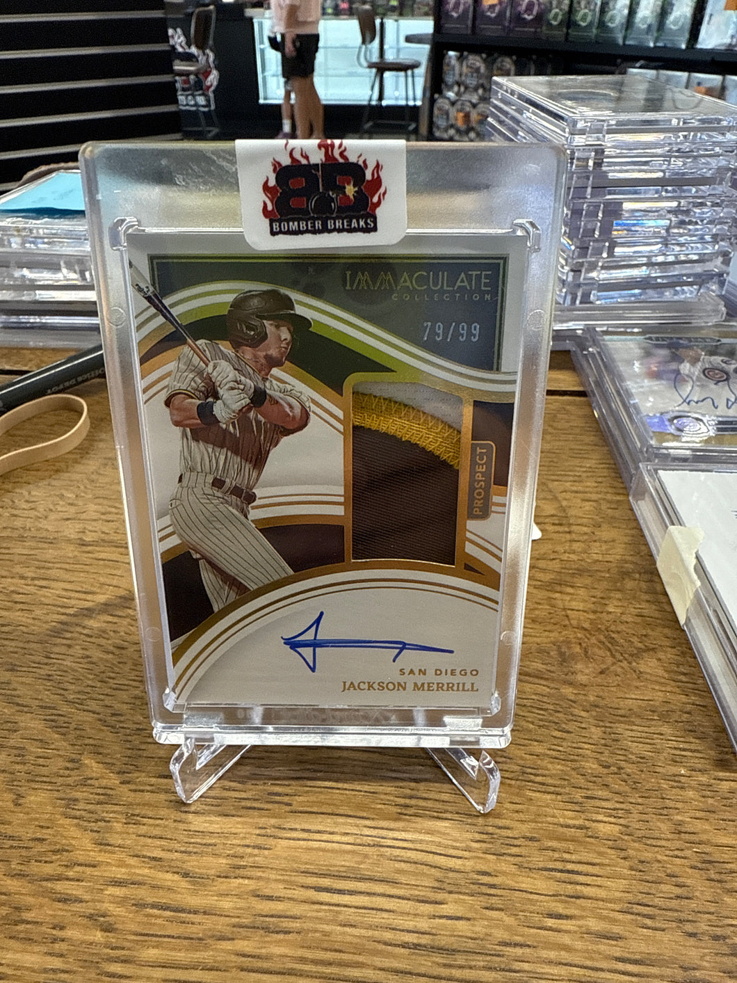 Jackson Merrill 2023 Panini Immaculate Prospect Patch Auto 79/99
