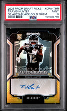 Load image into Gallery viewer, 2025 Panini Prizm Draft Picks Travis Hunter Dp Auto-Black GoldPSA 9
