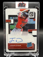Load image into Gallery viewer, 2022 Donruss Optic Jarren Duran Rated Rookie Signatures Blue Mojo Prizm #/99
