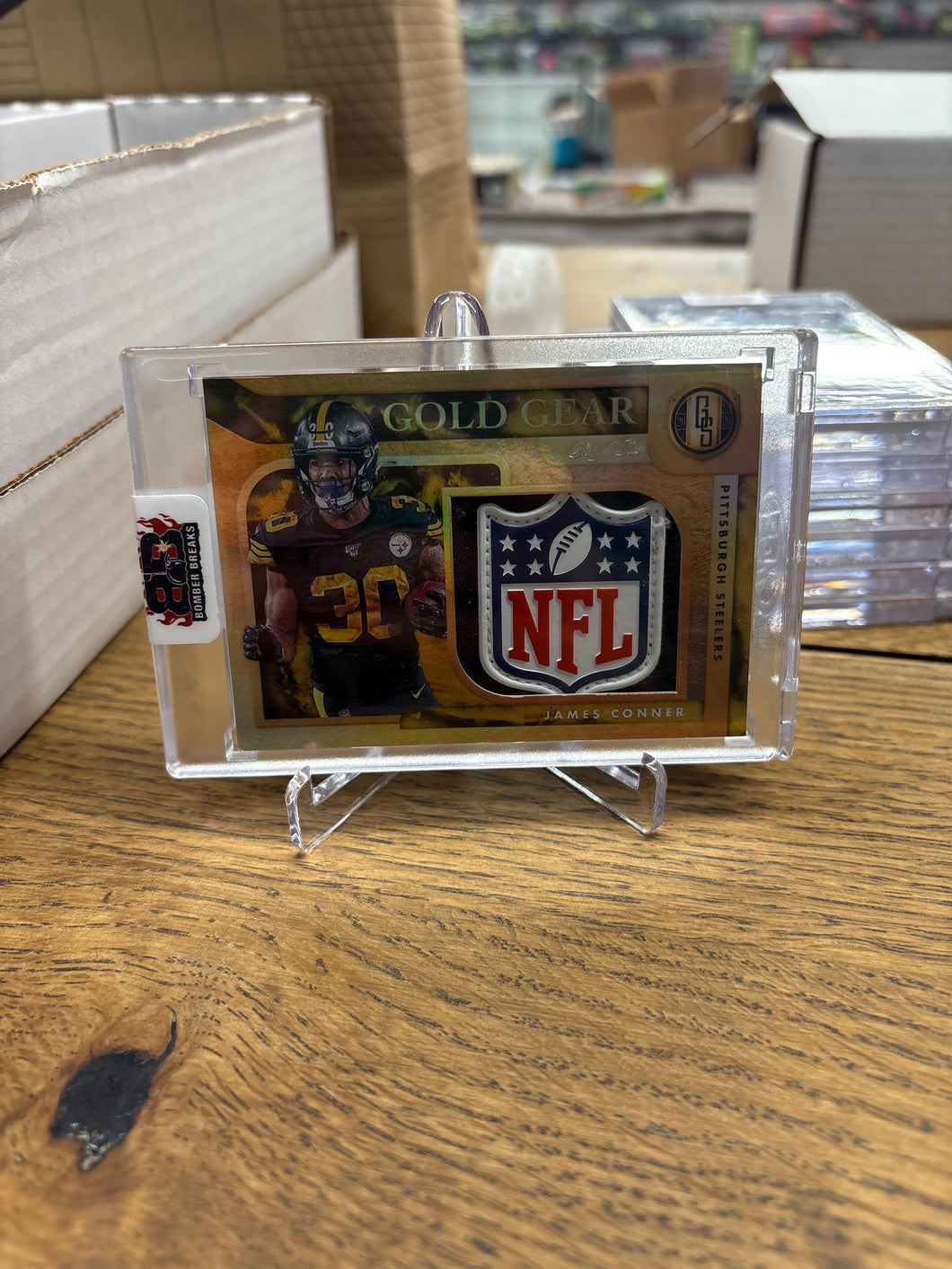 James Conner 2020 Panini Gold Standard Gold Gear Jumbo NFL Shield 1/1