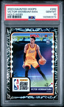 Load image into Gallery viewer, 2023 Panini Haunted Hoops #282 Victor Wembanyama Holo Webs PSA 10
