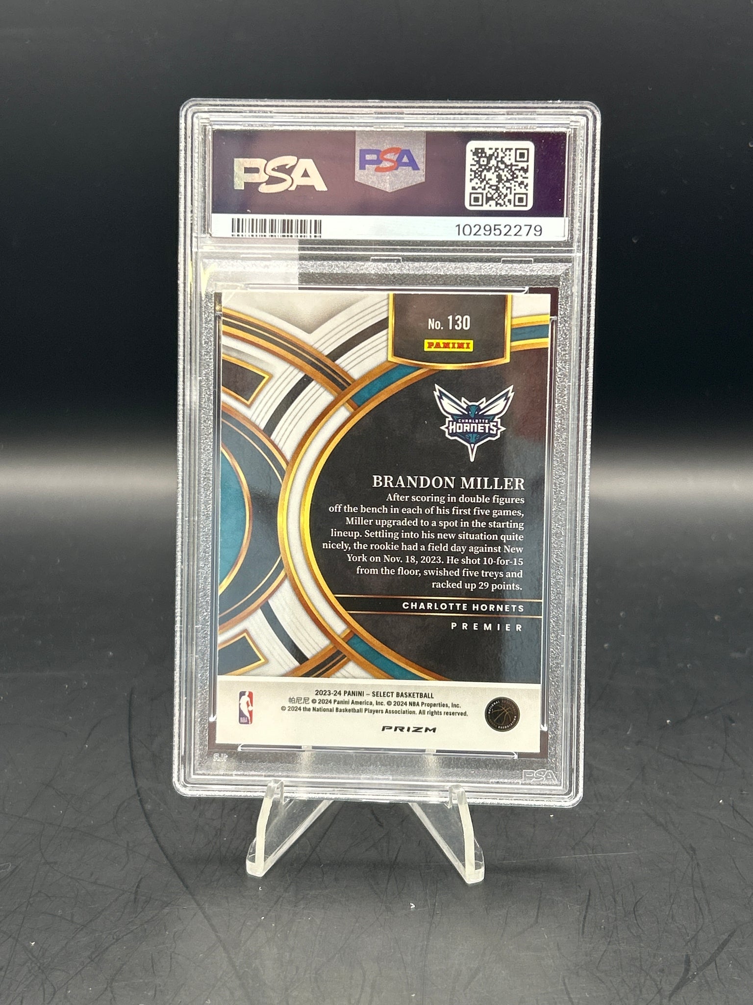Brandon Miller 2023 Panini Select Tiger Prizm #130 PSA 10 – Bomber 