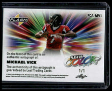 Load image into Gallery viewer, 2025 Leaf Signature Series Flash of Color Prismatic Gold Michael Vick #/1
