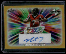 Load image into Gallery viewer, 2025 Leaf Signature Series Flash of Color Prismatic Gold Michael Vick #/1
