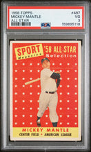 Load image into Gallery viewer, 1958 Topps #487 Mickey Mantle All Star PSA 3
