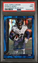 Load image into Gallery viewer, 2025 Topps Chrome Autographs #DH Derrick Henry Autograph-Blue Lava PSA 9
