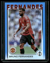 Load image into Gallery viewer, 2024-25 Topps UEFA Club Competitions Bruno Fernandes Blue Inferno Foil #/125

