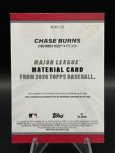 Load image into Gallery viewer, 2026 Topps Chase Burns Major League Materials Autographs Orange #25/25
