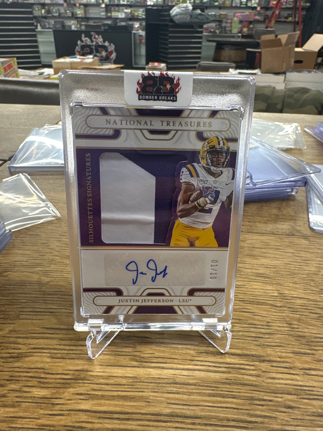Justin Jefferson 2022 Panini National Treasures Silhouettes Jumbo Patch Auto RC 01/10
