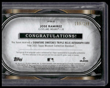 Load image into Gallery viewer, 2021 Topps Museum Collection Jose Ramirez Triple Relic Autographs #/199
