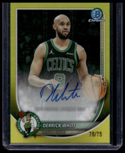 Load image into Gallery viewer, 2025-26 Bowman #BCA-DI Derrick White Chrome Autographs Yellow Refractor #/75
