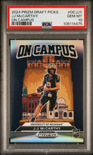 Load image into Gallery viewer, 2024 Panini Prizm Draft Picks On Campus #OCJJY Jj Mccarthy PSA 10
