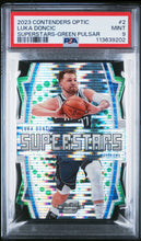 Load image into Gallery viewer, 2023 Contenders Optic Superstars Luka Doncic Pulsar #/25 PSA 9

