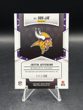 Load image into Gallery viewer, 2025 Panini Mosaic #SOS-JJE Justin Jefferson Showtime Signatures Red #/199
