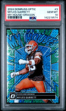 Load image into Gallery viewer, 2024 Panini Donruss Optic My House! #3 Myles Garrett My House!-Dragon PSA 10
