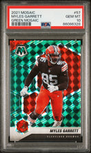 Load image into Gallery viewer, 2021 Panini Mosaic #57 Myles Garrett Prizm Green PSA 10
