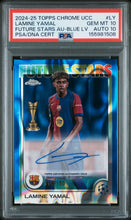 Load image into Gallery viewer, 2024-25 Topps Chrome Uefa Lamine Yamal Future Stars Auto Blue Lv PSA 10
