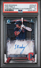 Load image into Gallery viewer, 2025 Bowman Chrome Prospect Autographs #CPAJP Jose Pirela PSA 10
