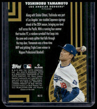 Load image into Gallery viewer, 2024 Topps Update #BG-13 Yoshinobu Yamamoto Topps Black Gold Gold #/75
