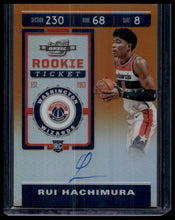 Load image into Gallery viewer, 2019 Contenders Optic Rui Hachimura Orange V under NBA Logo on back #/25

