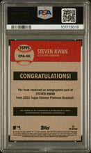 Load image into Gallery viewer, 2022 Topps Chrome Platinum Anniversary Autograph #SK Steven Kwan Autograph PSA 8
