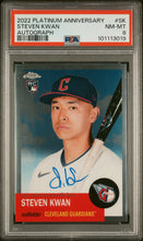 Load image into Gallery viewer, 2022 Topps Chrome Platinum Anniversary Autograph #SK Steven Kwan Autograph PSA 8
