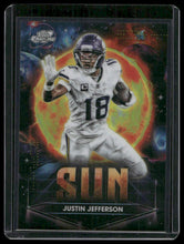 Load image into Gallery viewer, 2025 Topps Chrome Cosmic #PPSU-JJ Justin Jefferson Planetary Pursuit Sun
