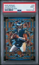 Load image into Gallery viewer, 2025 Panini Mosaic Stained Glass #20 Jalen Hurts PSA 9
