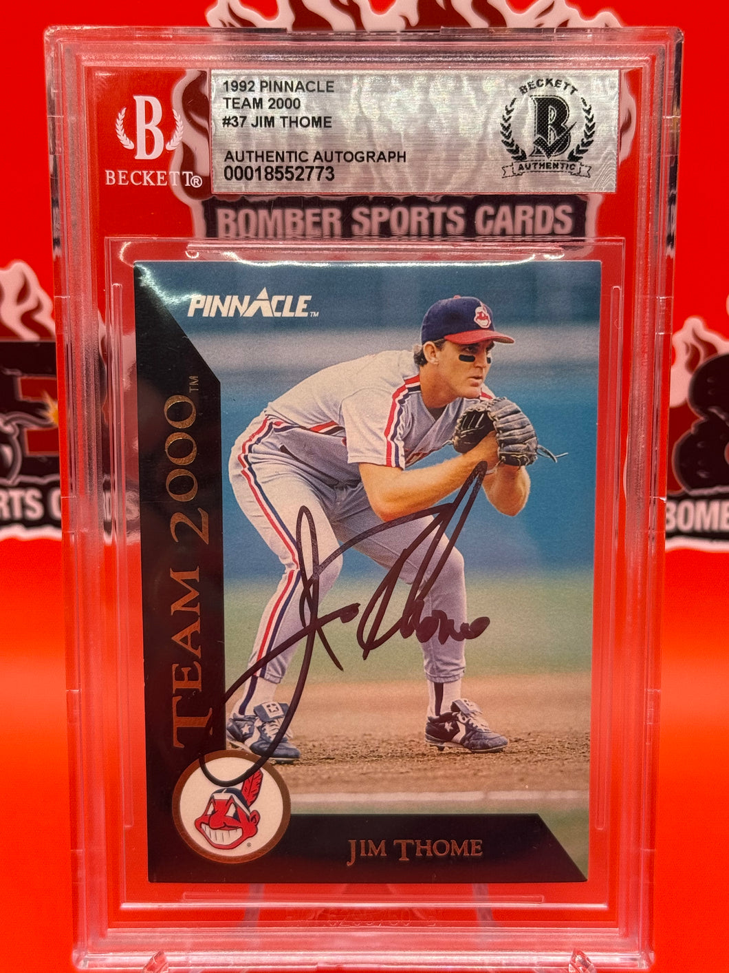 Jim Thome 1992 Pinnacle Team 2000 Autograph Card Beckett Authentication
