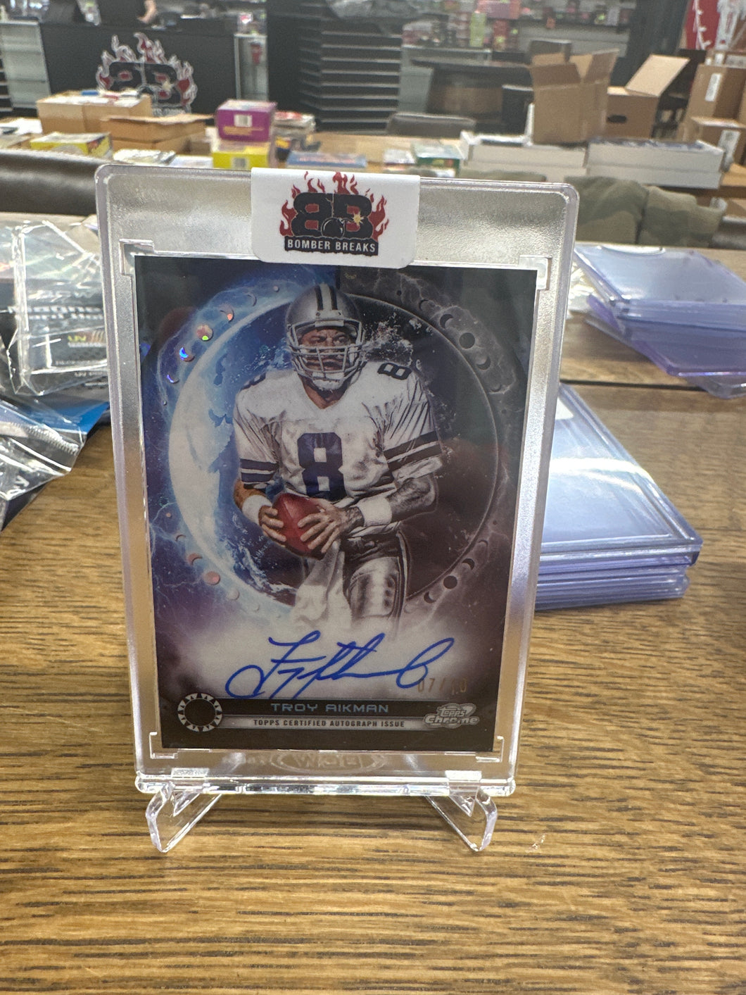 Troy Aikman 2024 Topps Cosmic Chrome Equinox Black Refractor Auto 07/10