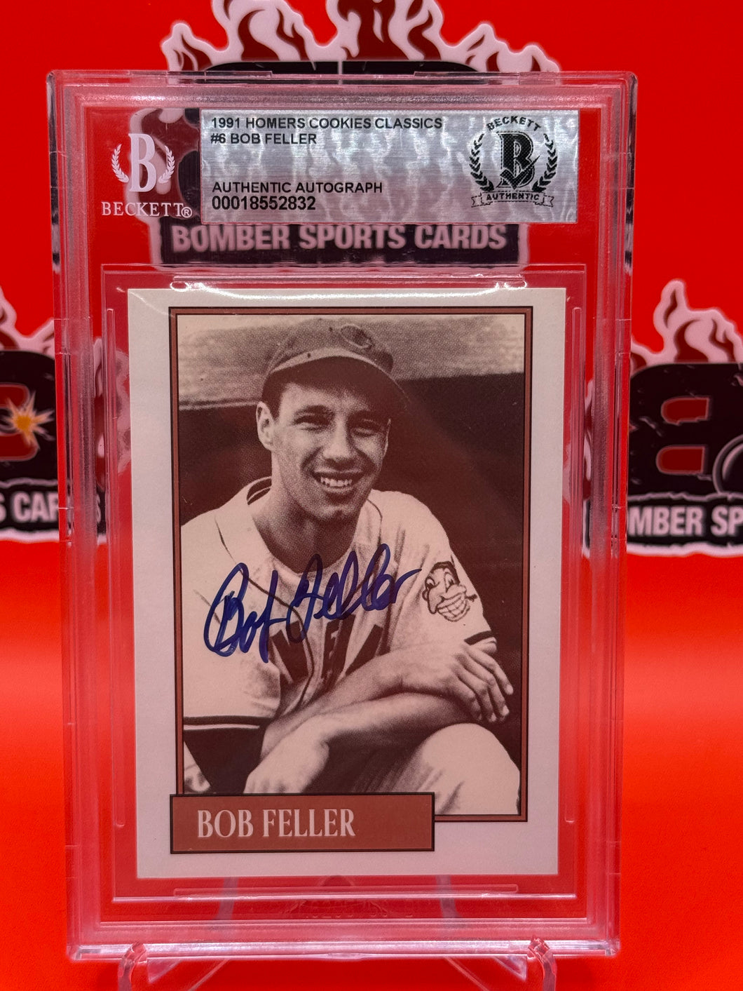 Bob Feller 1991 Homer’s Cookies Autographed Card Beckett Authentication