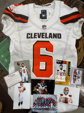 Load image into Gallery viewer, Baker Mayfield NFLPA Rookie Premiere Used Official NFL Jersey Authenticated by Fanatics
