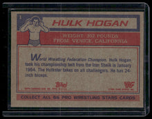 Load image into Gallery viewer, 1985 Topps WWF Pro Wrestling Stars #1 Hulk Hogan
