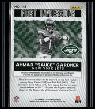 Load image into Gallery viewer, 2022 Illusions Ahmad "Sauce" Gardner First Impressions Autographed Mem. #/299
