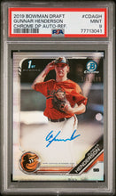 Load image into Gallery viewer, 2019 Bowman Draft Chrome Draft Picks Autograph Gunnar Henderson Auto-Ref. PSA 9
