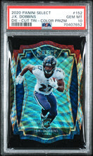 Load image into Gallery viewer, 2020 Panini Select #152 J.K. Dobbins Die-Cut Tri-Color Prizm PSA 10
